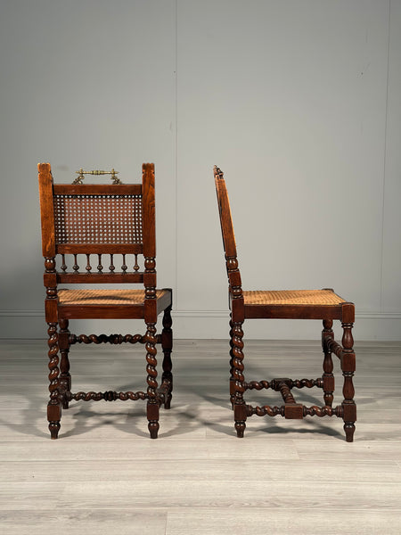 A Pair Of 19th Century Oak Rattan Side Chairs