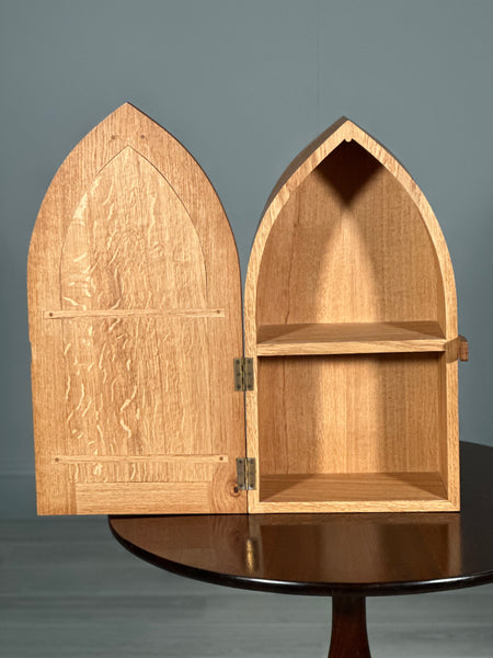 20th Century Ecclesiastical Oak Wall Cupboard