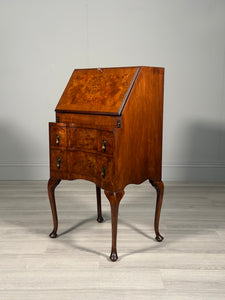 Small Antique Burr Walnut Writing Bureau c.1930