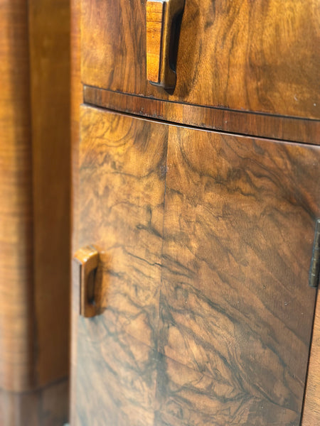 Art Deco Walnut Bedside Cabinets c.1930