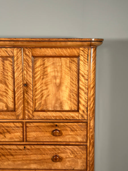19th Century Satin Birch Housekeepers Cupboard