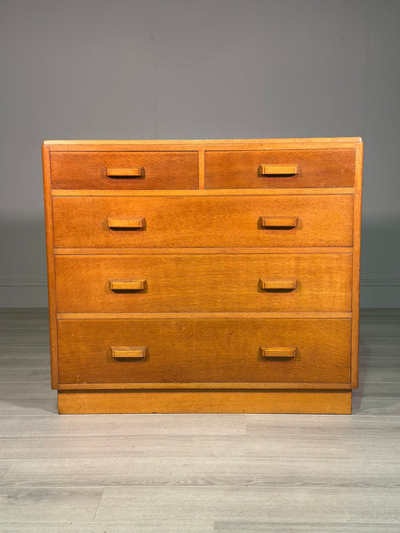 Light Oak Military Chest Of Drawers c.1960