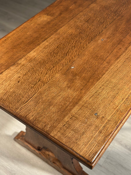 Light Oak Arts And Crafts Gothic Dining Table C.1890