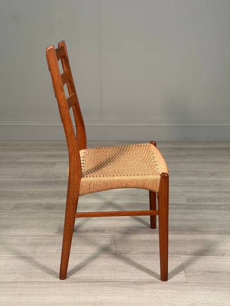 A Set Of 6 Danish Teak Paper cord Dining Chairs By Arne Wahl Iversen
