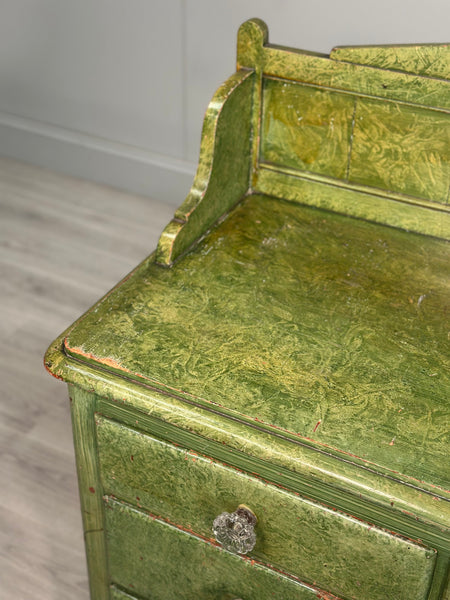 19th Century Pine Chest Of Drawer’s In Green Scumble Paint
