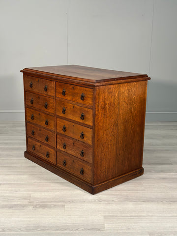 Large Bank Of Oak Drawers C.1880