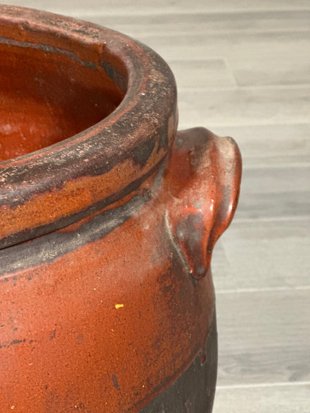 Large Antique Glazed Terracotta Pot