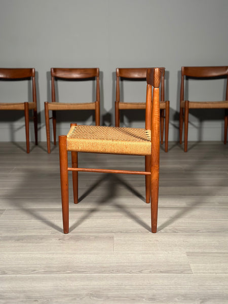 Set Of 6 H.W. Klein Teak And Paper Cord Dining Chairs By Bramin