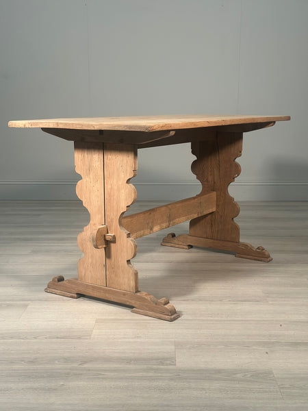 Antique Light Oak Farmhouse Dining Table