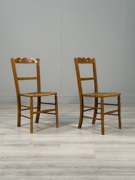 Pair Of Victorian Side Chairs In Original Scumble Paint