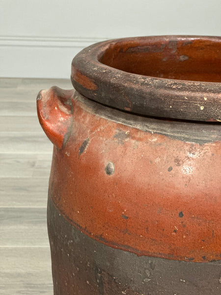 Large Antique Glazed Terracotta Pot