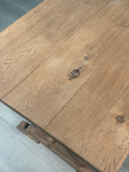 Antique Light Oak Farmhouse Dining Table