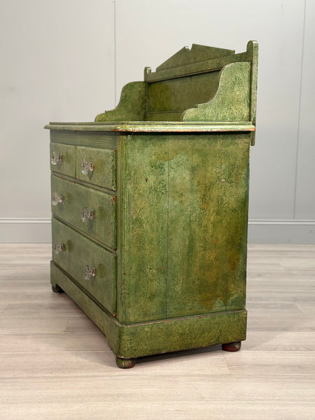 19th Century Pine Chest Of Drawer’s In Green Scumble Paint