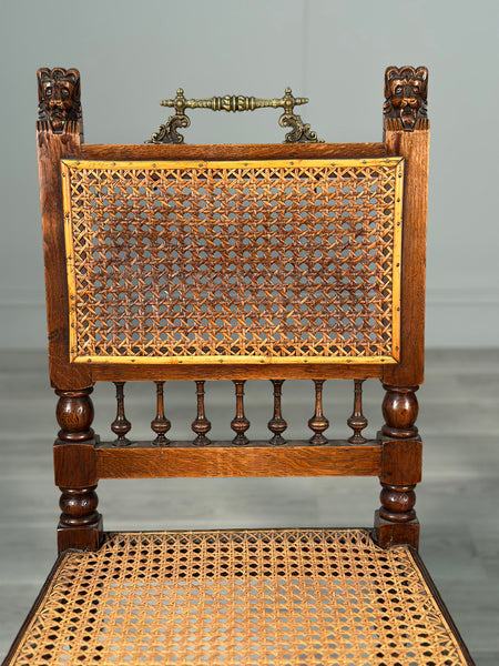 A Pair Of 19th Century Oak Rattan Side Chairs