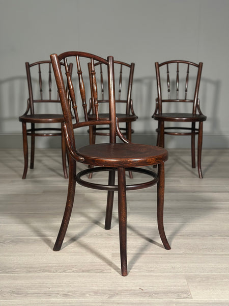 Four Bentwood Bistro Chairs by Fischel c.1910