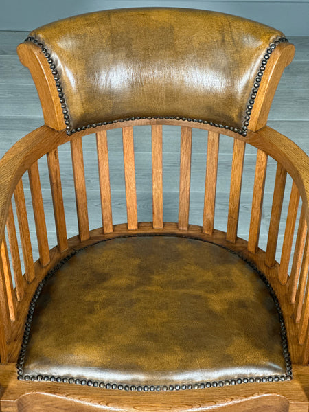 Edwardian Oak And Leather Desk Chair