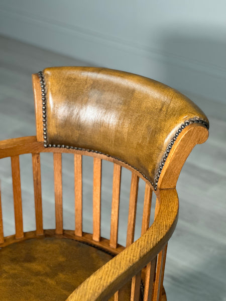 Edwardian Oak And Leather Desk Chair