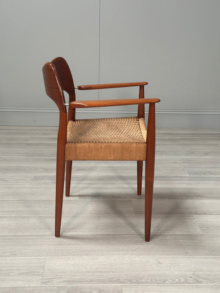Set of 6 Danish Teak And Paper Cord Dining Chairs Designed By Arne Hovmand Olsen For Mogens Kold