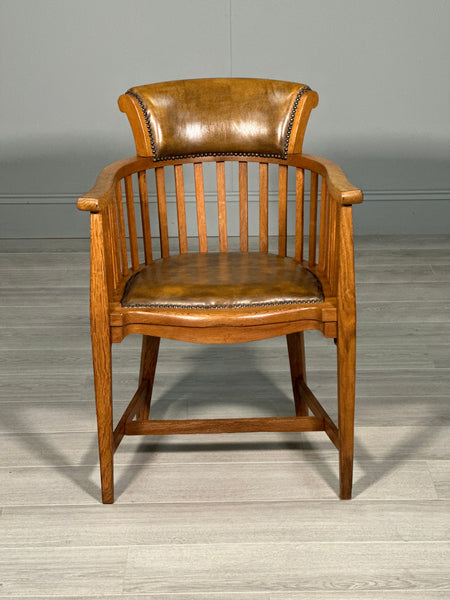 Edwardian Oak And Leather Desk Chair