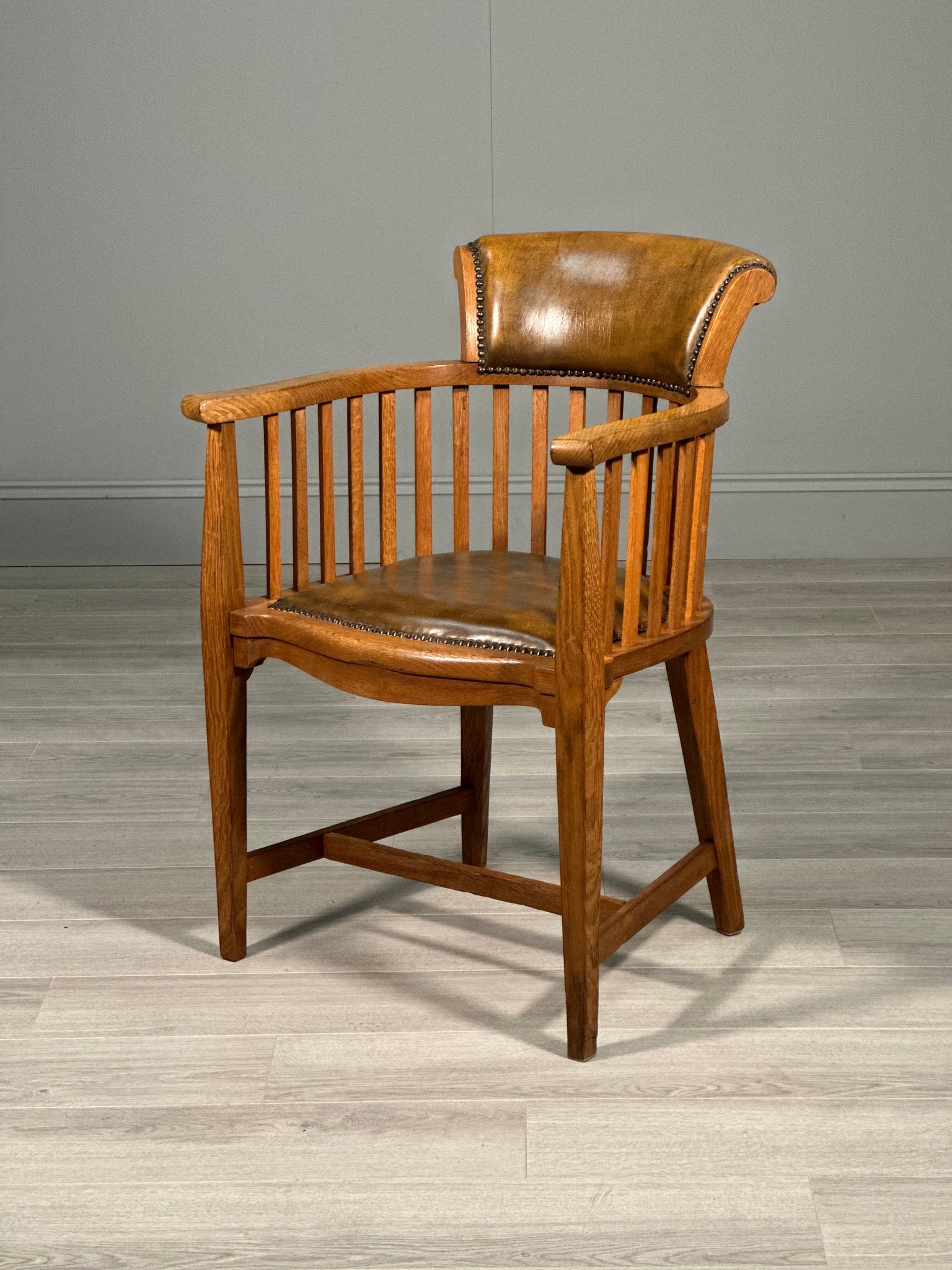 Edwardian Oak And Leather Desk Chair