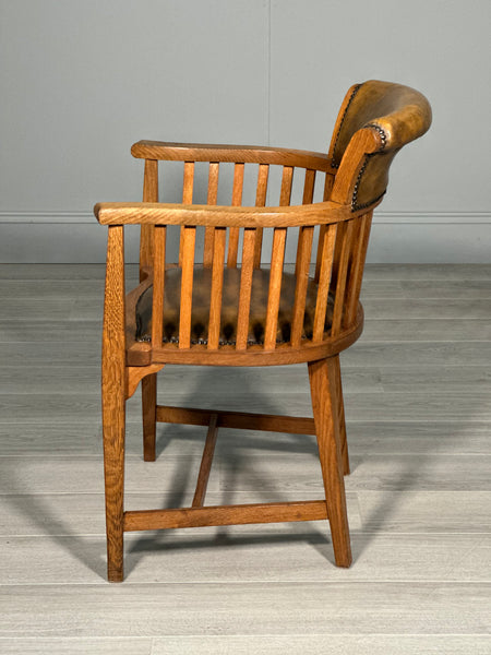 Edwardian Oak And Leather Desk Chair