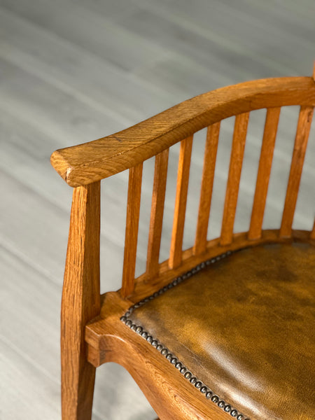 Edwardian Oak And Leather Desk Chair