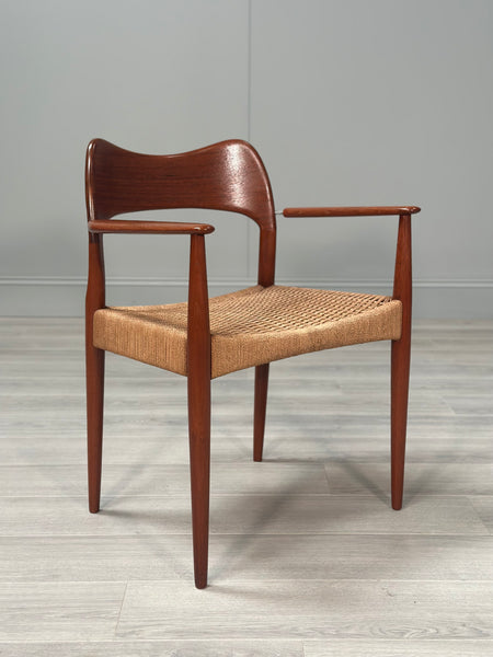 Set of 6 Danish Teak And Paper Cord Dining Chairs Designed By Arne Hovmand Olsen For Mogens Kold