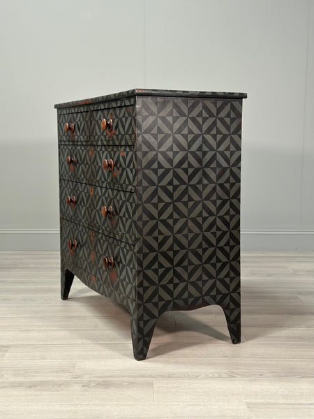 19th Century Geometric Painted Chest Of Drawers