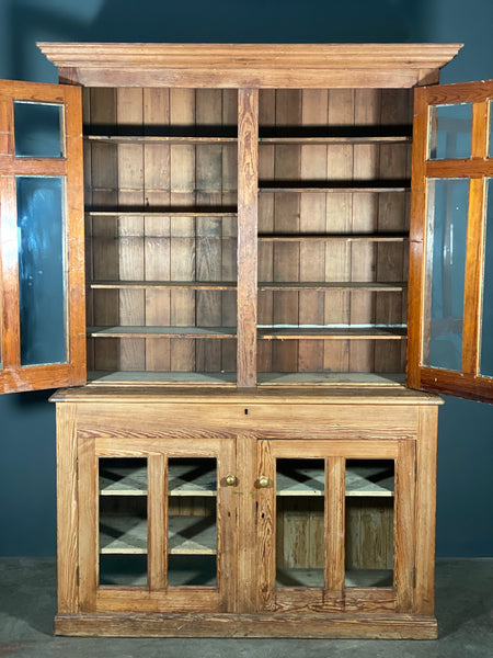 Large Pitch Pine School Cabinet