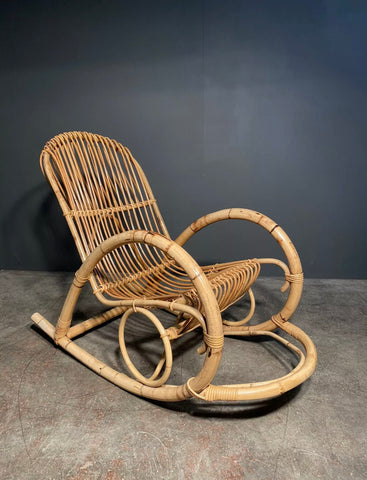 Mid Century Franco Albini Bamboo Rocking Chair