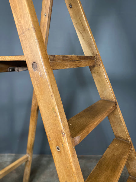 Mid 20th Century Set Of Large Pine Step Ladders By G C Dewey Of Stoke
