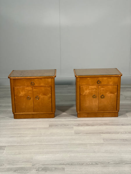 A Pair Of Mid Century Satin Birch Bedside Cabinets