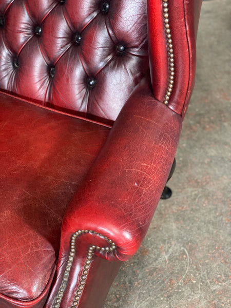 Vintage Chesterfield Wing Back Armchair