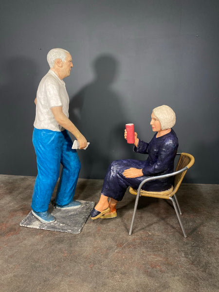 Life Size Fibreglass Sculpture's Of Man And Women By Paul Williams