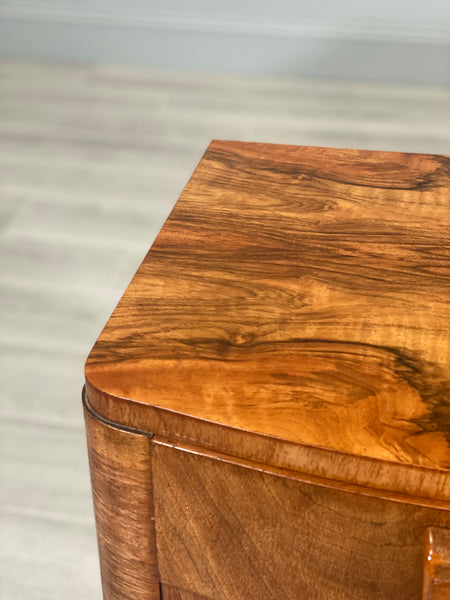Pair Of Art Deco Burr Walnut Bedside Cabinets