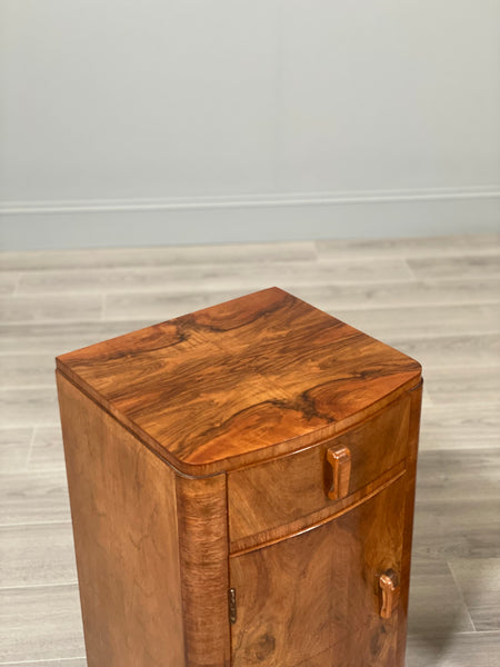 Pair Of Art Deco Burr Walnut Bedside Cabinets