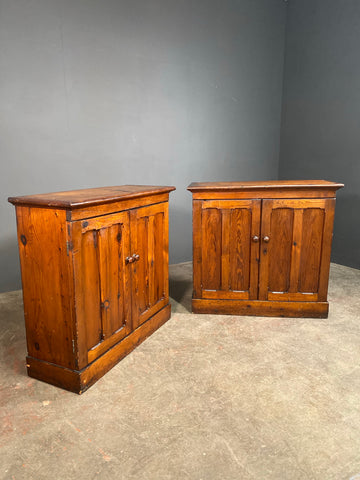 Matching Pair Of Victorian Pitch Pine School Cupboards