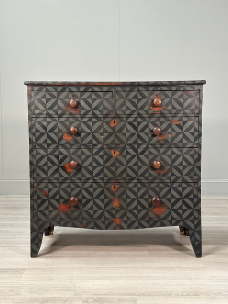 19th Century Geometric Painted Chest Of Drawers