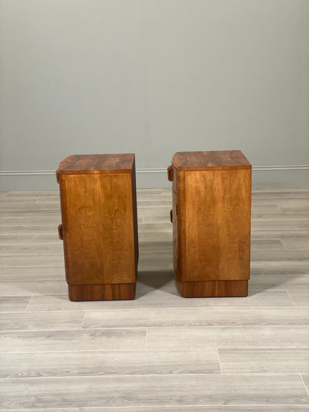 Pair Of Art Deco Burr Walnut Bedside Cabinets