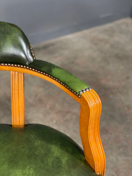 Vintage Green Leather Desk Chair