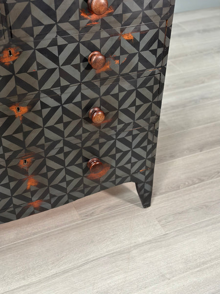 19th Century Geometric Painted Chest Of Drawers
