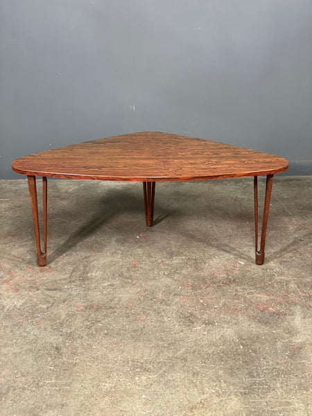 Mid Century Rosewood Veneer Tripod Coffee Table