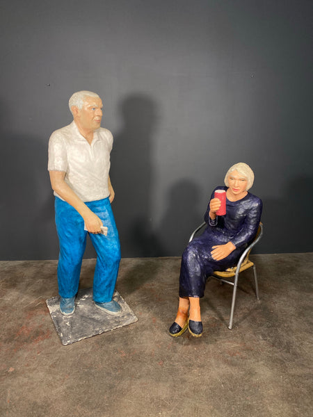 Life Size Fibreglass Sculpture's Of Man And Women By Paul Williams