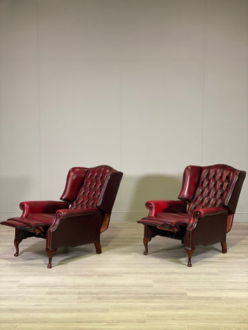 Pair Of Vintage Chesterfield Reclining Armchairs