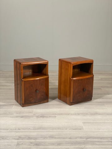 Pair of Art Deco Walnut Bedside Cabinets