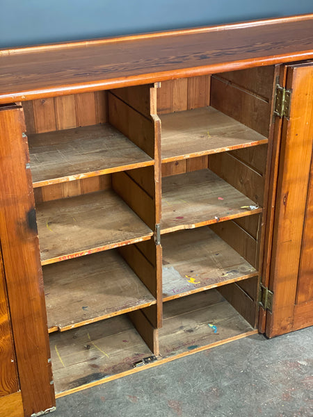 Large Pitch Pine Church Vestry Cupboard c1890