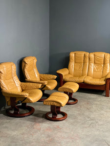 Ekornes Stressless Leather Recliner Suite In Tan