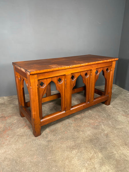 Large Victorian Gothic Pitch Pine Church Altar Table