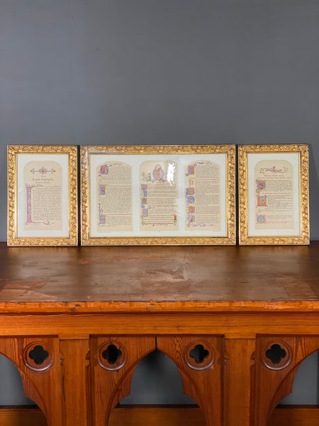 Vintage Set Of Latin Altar Card’s In Gilt Frames