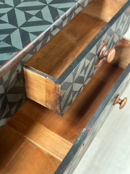 19th Century Geometric Painted Chest Of Drawers